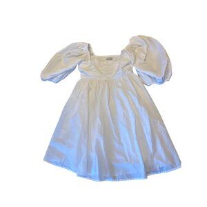 Abercrombie & Fitch White Puff Sleeve Smocked Dress MT Cotton Cottage Milkmaid